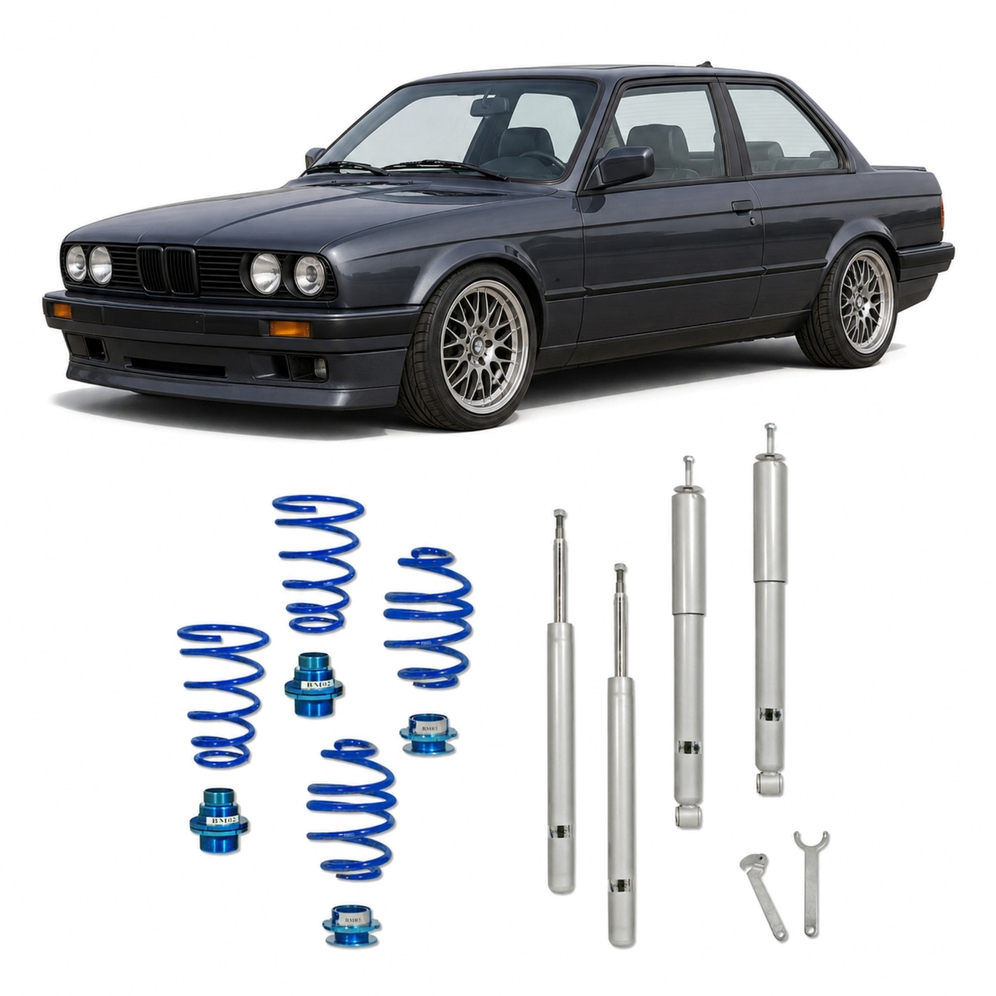 BlueLine Gewindefahrwerk passend für BMW 3er (E30) 316, 316i, 318i, 320i, 323i, 325i und 324D/TD Baujahr 11.1982-1.1991 – Bild 2