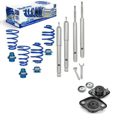 BlueLine Gewindefahrwerk mit Domlagersatz passend für BMW 3er Cabrio (E30) 316, 316i, 318i, 320i, 323i, 325i und 324D/TD