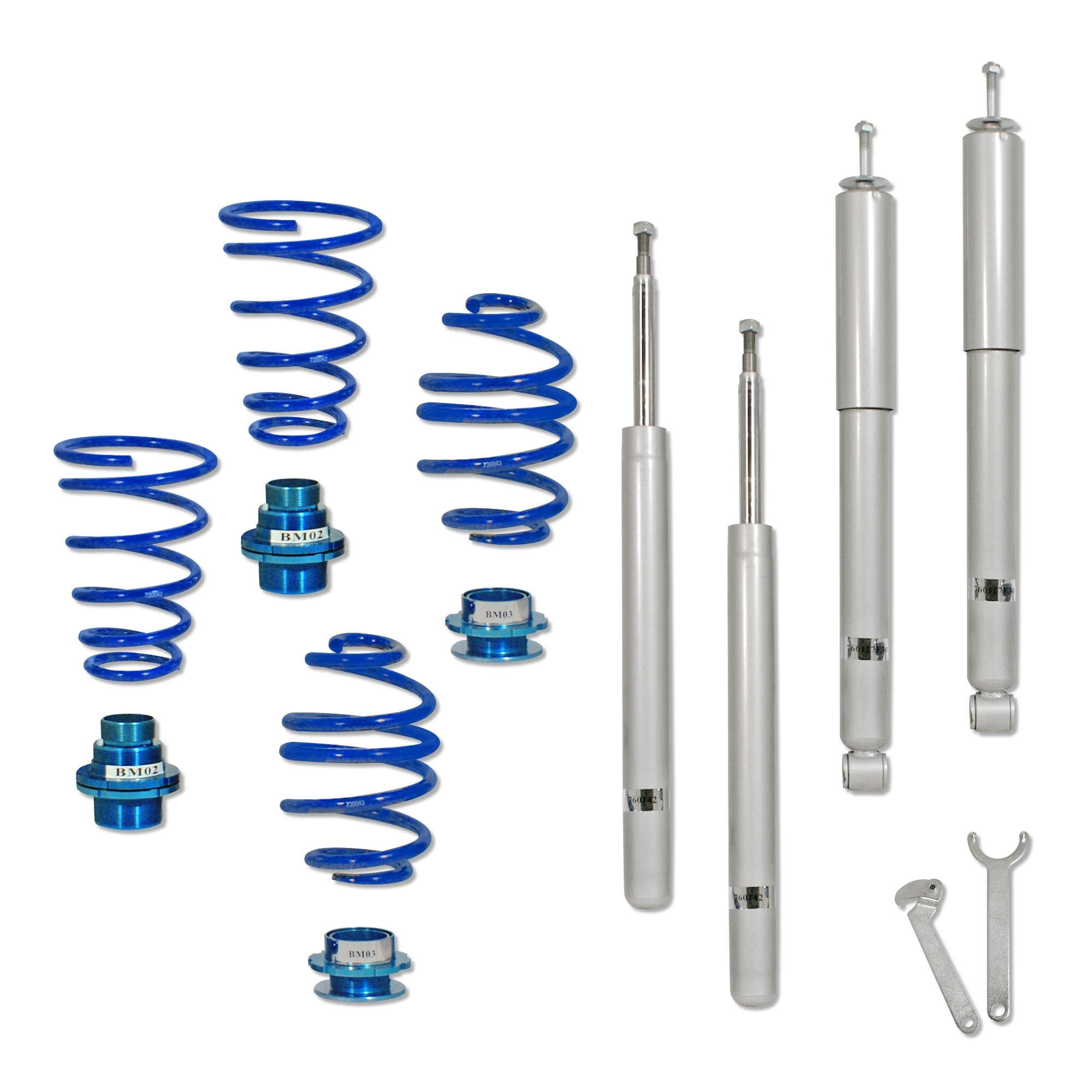 BlueLine Gewindefahrwerk passend für passend für3er Touring (E30) 316, 316i, 318i, 320i, 323i, 325i und 324D / TD Baujah – Bild 2
