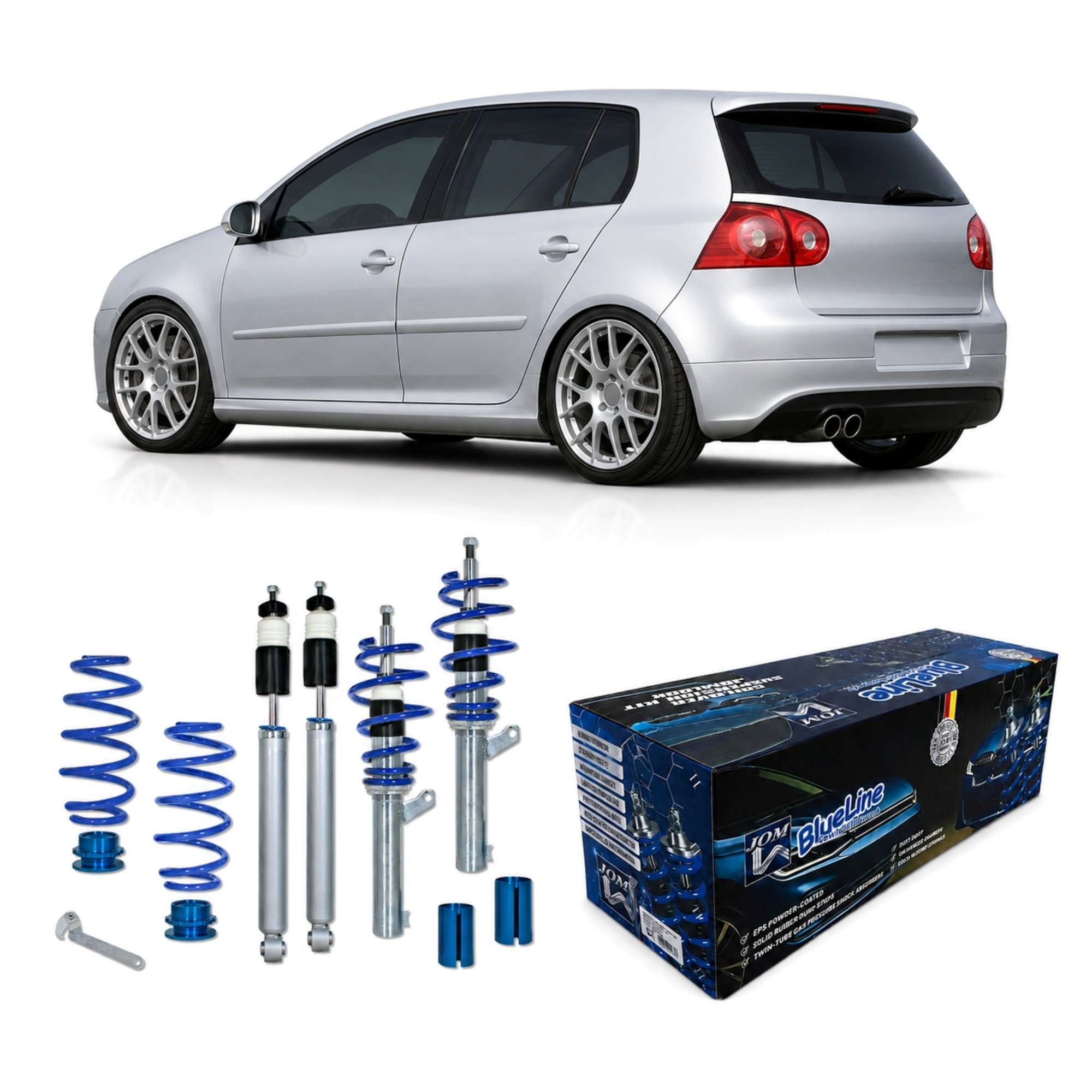 BlueLine Gewindefahrwerk passend für VW Golf 5 1.9TDi / DSG, 2.0TDi / DSG für Fahrzeuge mit 50 und 55 mm Federbein, auße – Bild 4