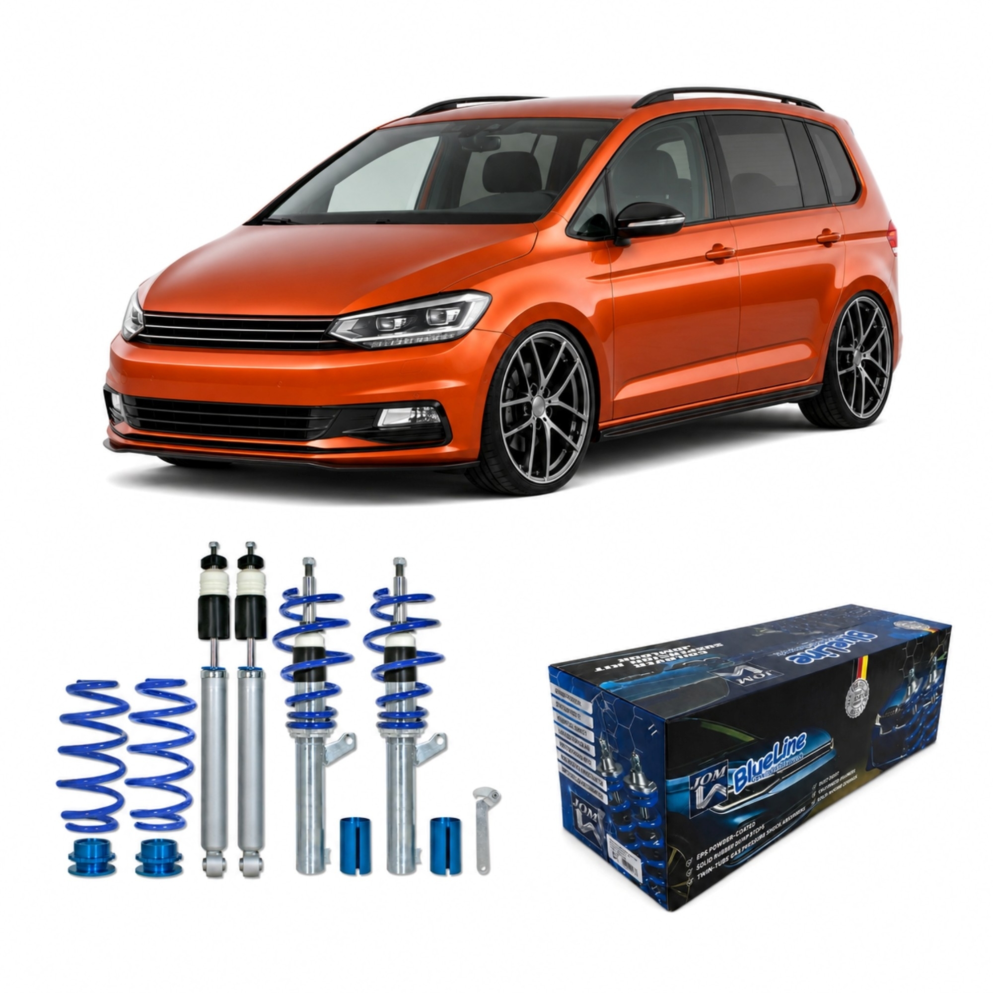 BlueLine Gewindefahrwerk passend für VW Touran 1T 1.6, 2.0, 2.0T / DSG, 1.9TDi passend für VW Touran 1T 1.6, 2.0, 2.0T /