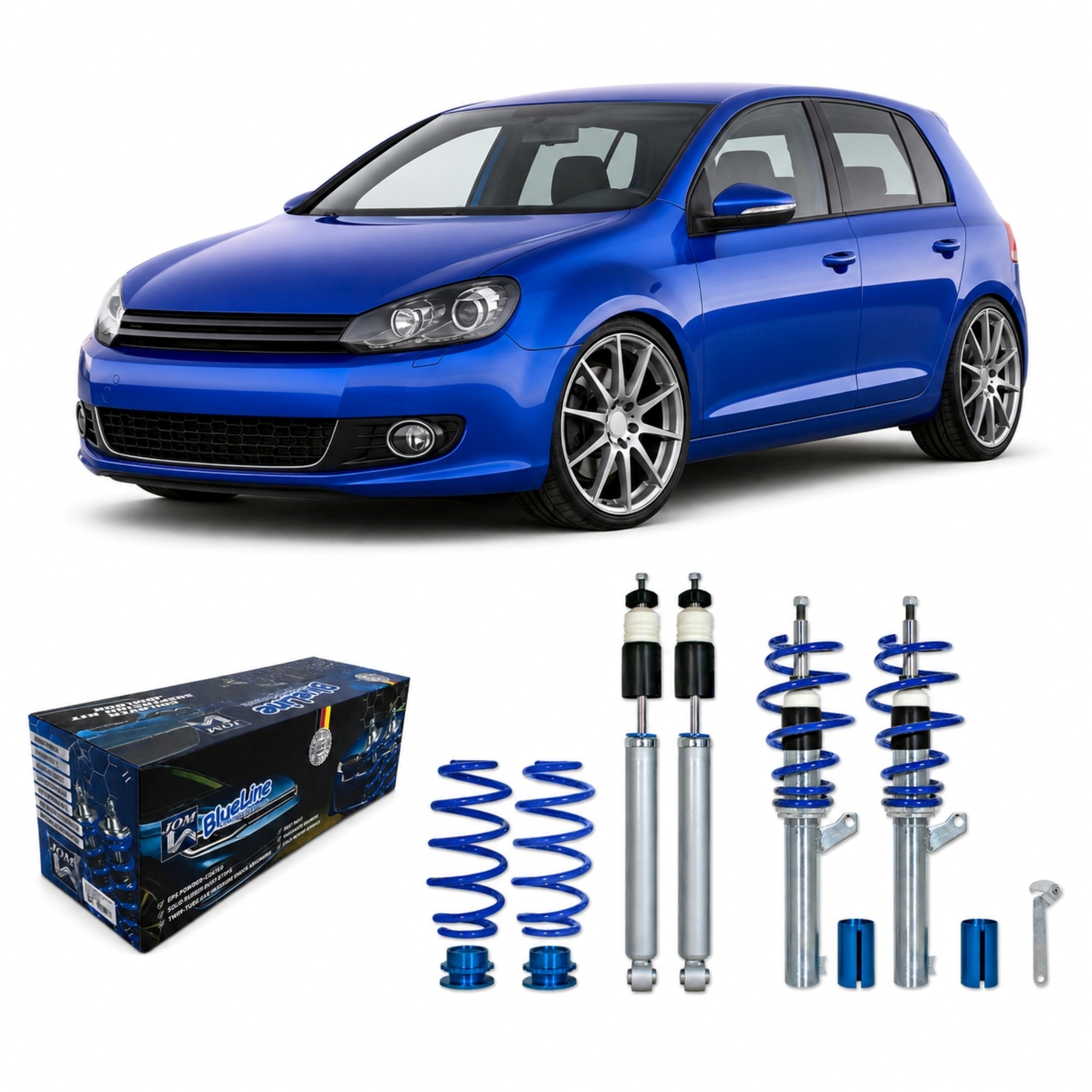 BlueLine Gewindefahrwerk passend für VW Golf 6 1.4, 1.4 TSi, 1.6, 2.0, 2.0T / DSG, 1.9TDi außer Modelle mit Allradantrie