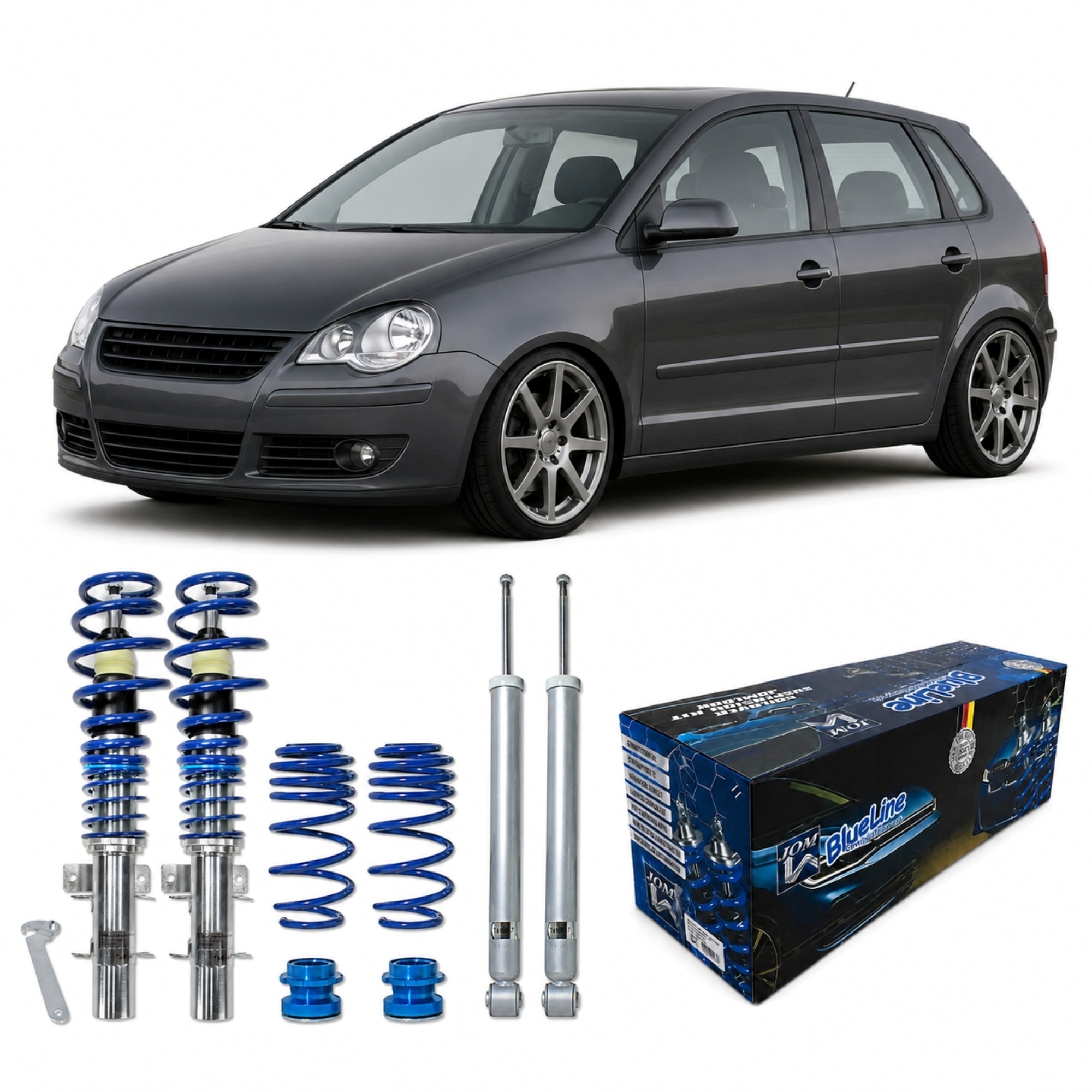BlueLine Gewindefahrwerke passend für VW Polo 9N, 9N2, 9N3 und Fox 5Z 1.2, 1.4, 1.6, 1.8T, 1.4 TDi, 1.9SDi, 1.9TDi, Bauj – Bild 3