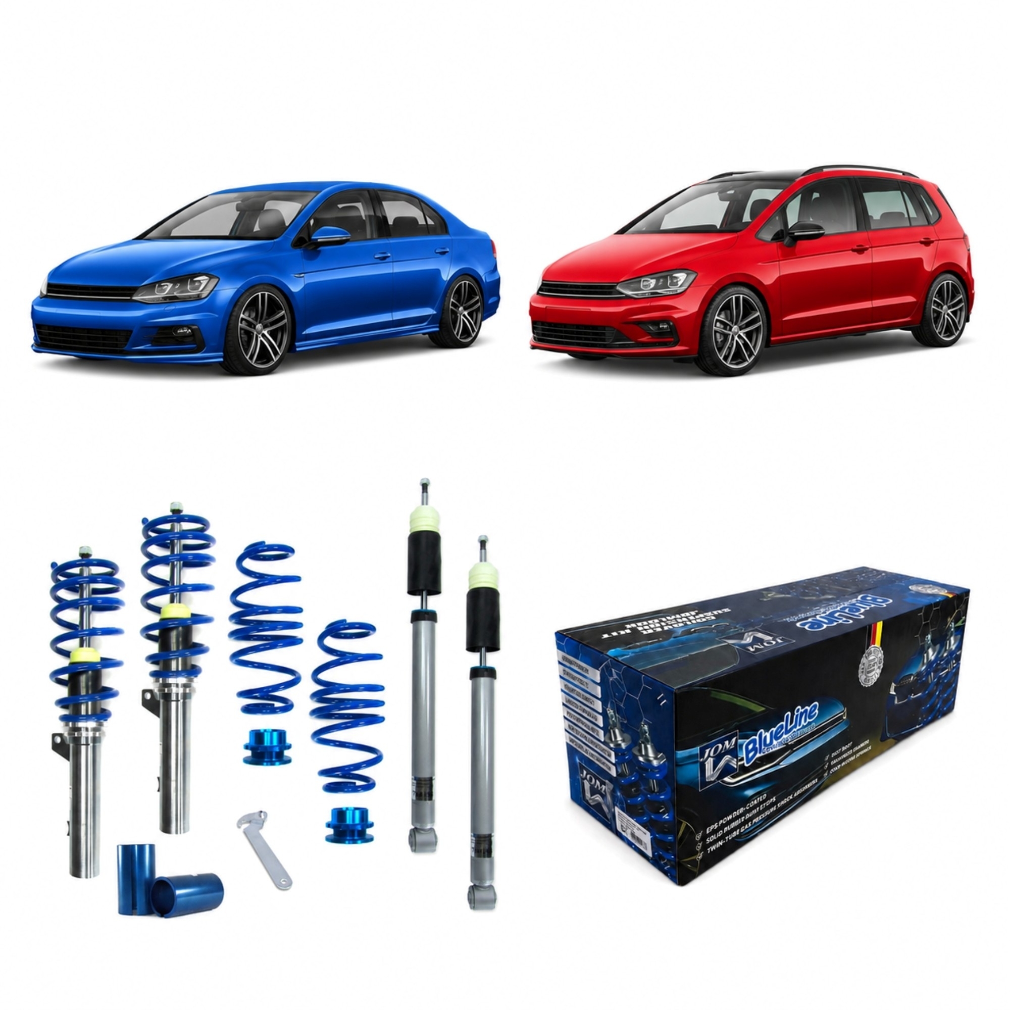 BlueLine Gewindefahrwerk passend für VW Golf 7 Limo und Sportsvan (AU/AUV) 1.2 TSI, 1.4 TGI, 1.4 TSI Baujahr 2012-, nur
