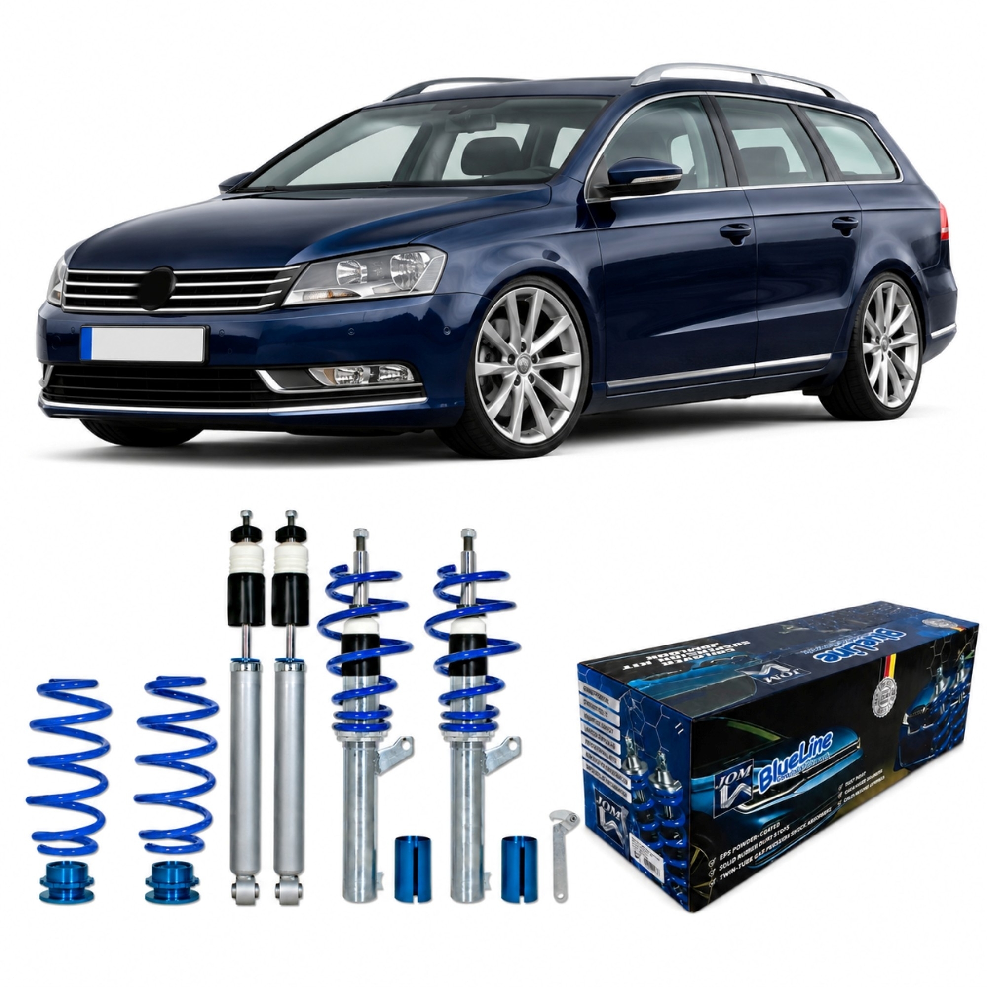 BlueLine Gewindefahrwerk passend für VW Passat Limo und Variant ( B7 / 3C ) 1.4 TSI, 1.8 TSI, 2.0 TSI, 1.6 TDI, 2.0 Blue