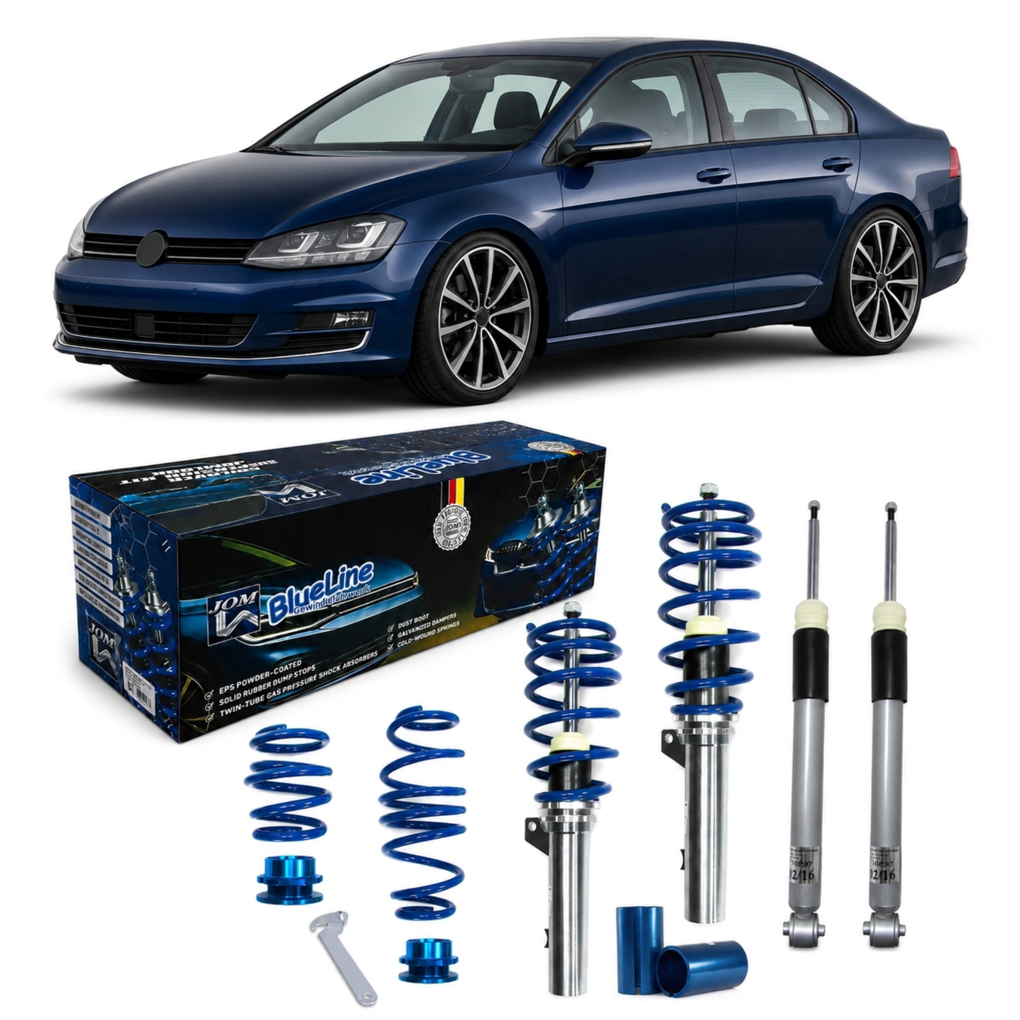 BlueLine Gewindefahrwerk passend für VW Golf 7 Limo und Sportsvan (AU/AUV) 1.6 TDI, 1.8 TSI, 2.0 TDI / Gti / GTD ab Bauj