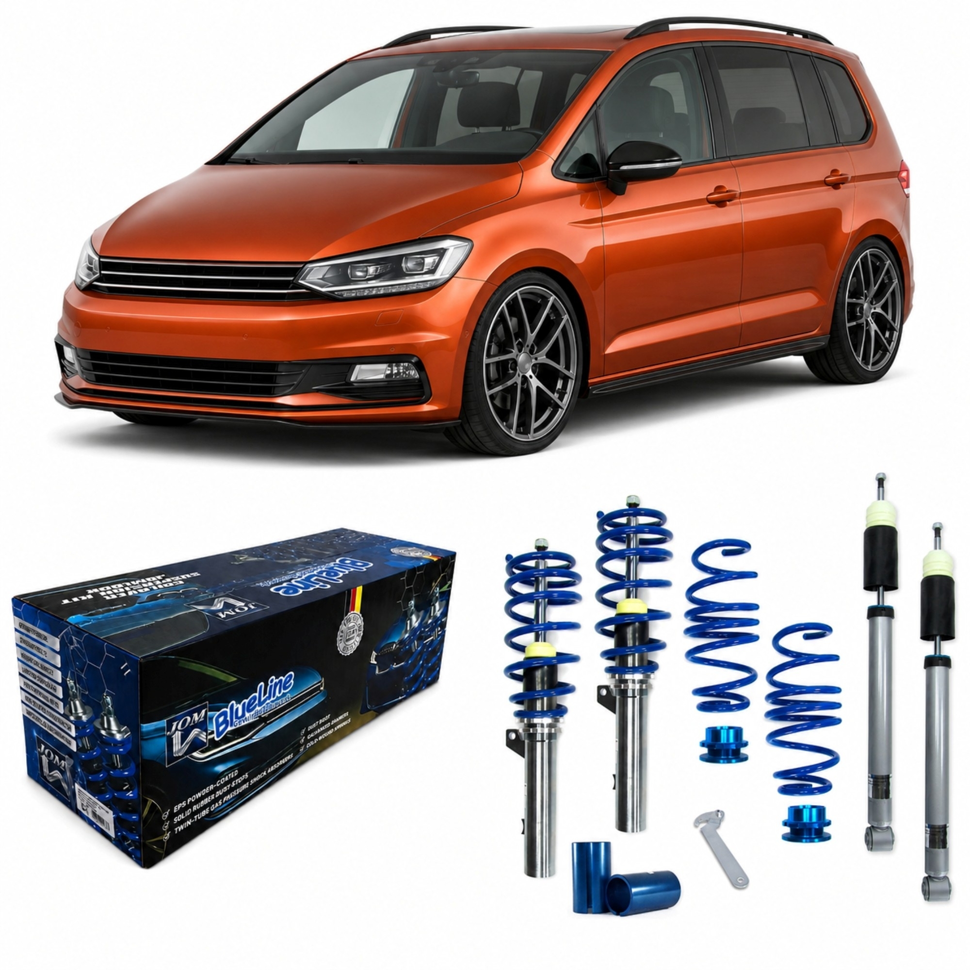 BlueLine Gewindefahrwerk Mehrlenker (Multilink) passend für VW Touran (1T) 1.8 TSI, 1.6 TDI, 2.0 TDI, 2015-, Ø 50/55 mm!