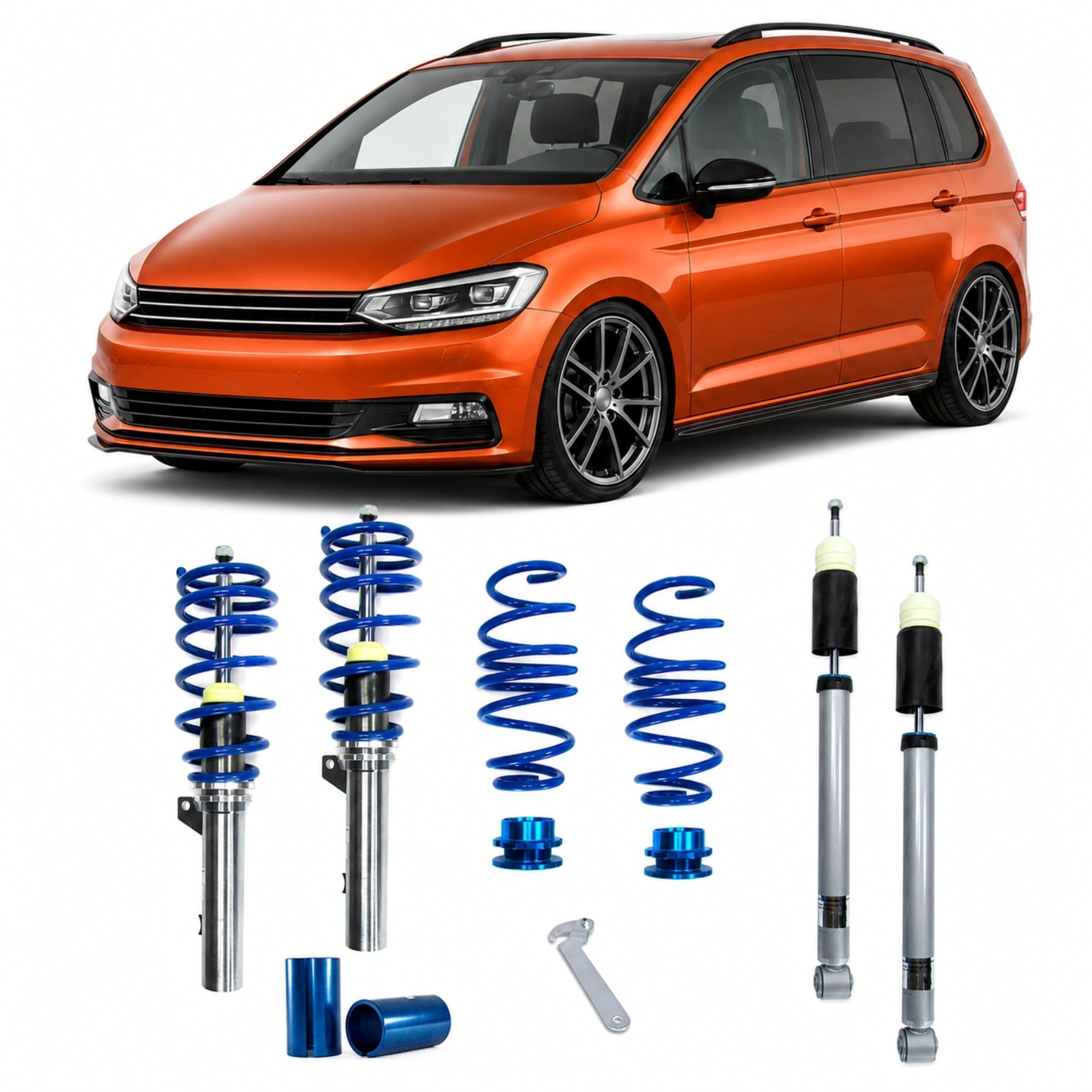 BlueLine Gewindefahrwerk Mehrlenker (Multilink) passend für VW Touran (1T) 1.8 TSI, 1.6 TDI, 2.0 TDI, 2015-, Ø 50/55 mm! – Bild 2