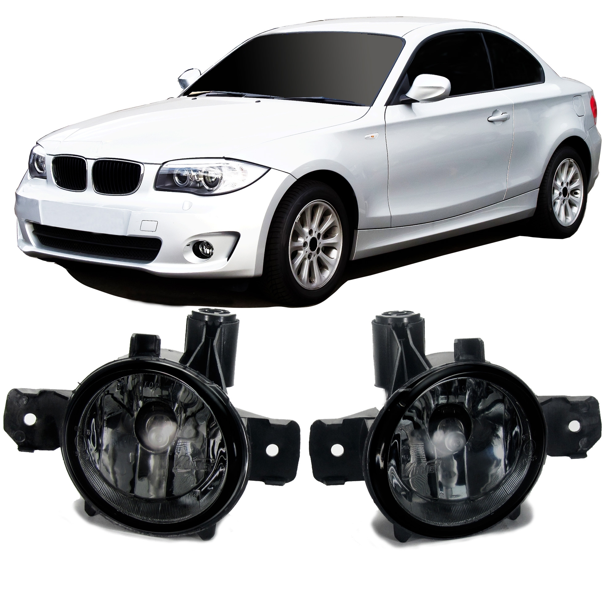 Nebelscheinwerfer Smoke-Glas passend für BMW 1er E81, E82, E87, E88, X1 E84, X3 E83 und X5 E70 passend für BMW 1er E81,